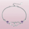 Bracelet couple coeur violet pour femme