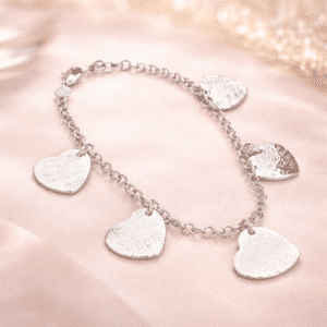 Bracelet charms cœur argent femme