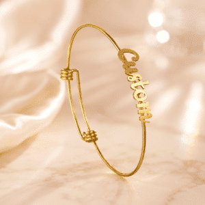 Bracelet femme prénom doré réglable