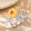 Bague femme papillon fleur jaune