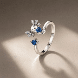 Bague femme élégante animal bleu