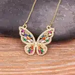 Collier femme papillon acier inoxydable multicolore 3