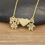 Collier femme couple strass rose et bleu 1