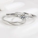 Bagues de couple fiançailles argent 1