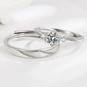 Bagues de couple fiançailles argent 1
