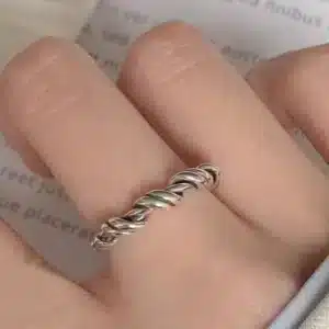Bague femme torsadée argent 1