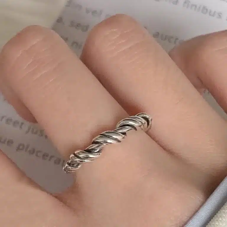 Bague femme torsadée argent 1
