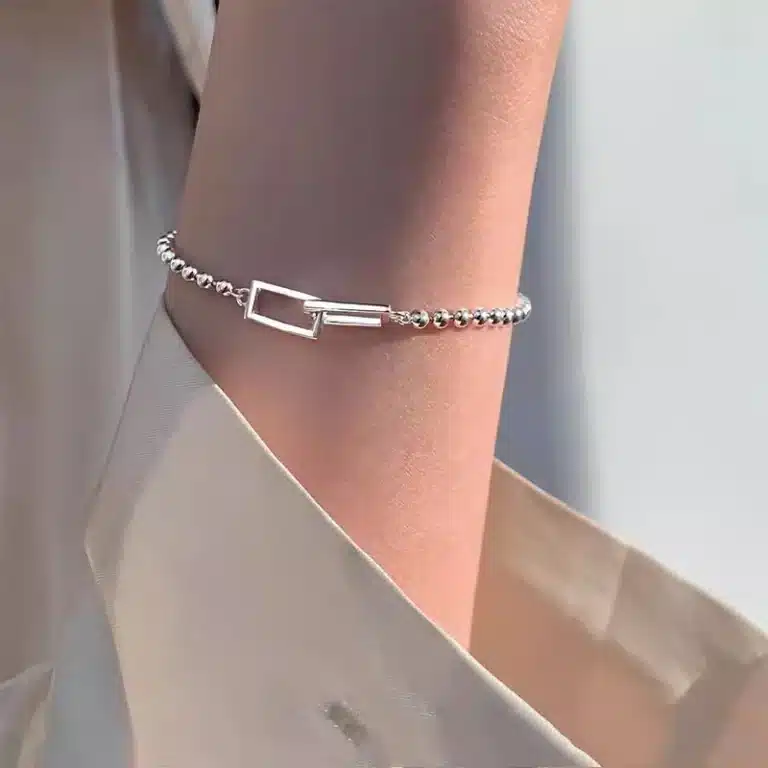 Bracelet femme géométrique argent 1