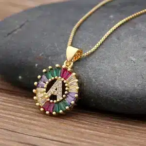 Collier femme initiale multicolore 1