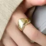 Bague femme gros coeur doré 1