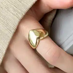 Bague femme gros coeur doré 1