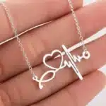 Collier femme battements de coeur acier 1