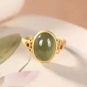 Bague femme princesse pierre verte 1