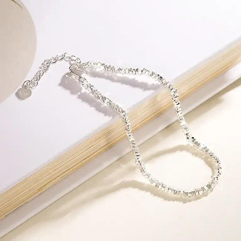 Bracelet femme argent perles facettées 1