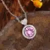 Collier femme pierre rose cœur strass 1