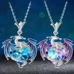 Collier femme dragon brillant coloré avec coeur 1