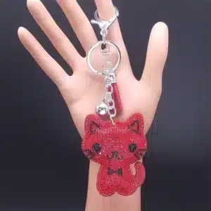 Porte-clés femme chat rouge kawaii 1