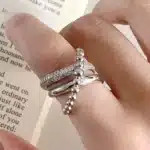 Bague femme multi-rangs entrelacés 1