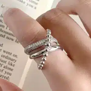 Bague femme multi-rangs entrelacés 1