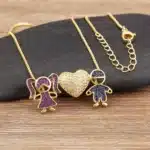 Collier couple fille garçon coeur 3