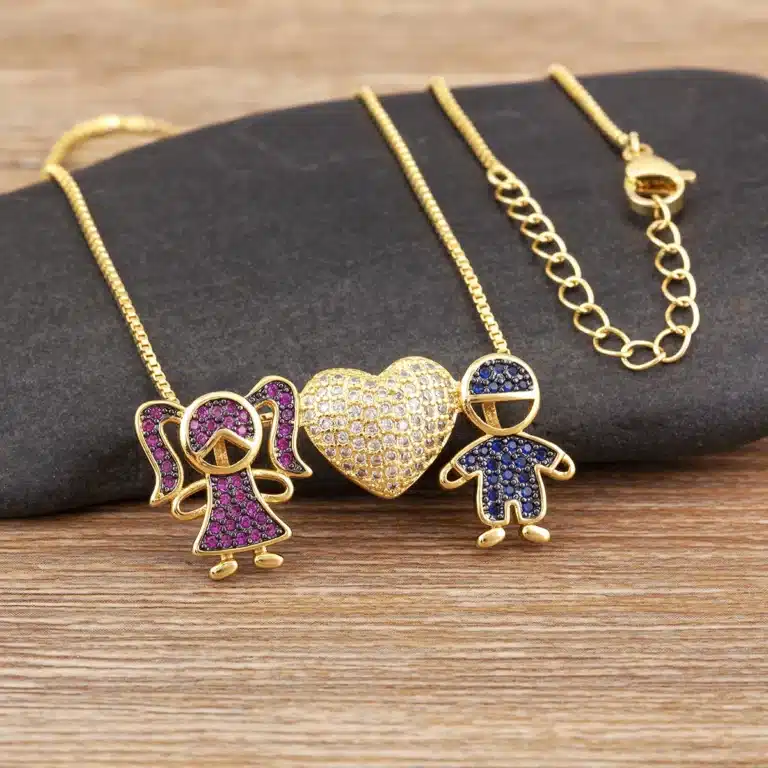 Collier couple fille garçon coeur 3