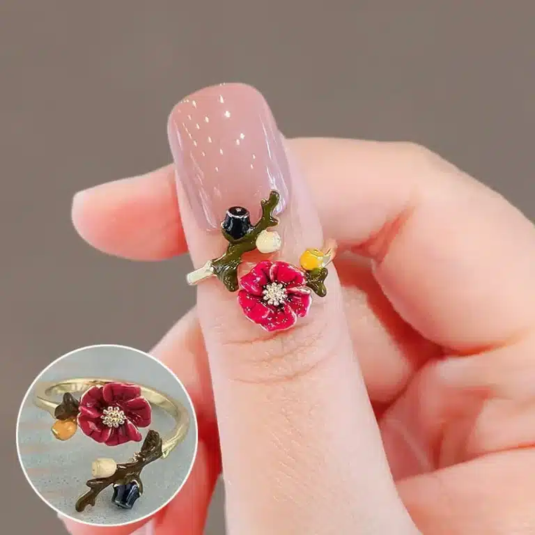 Bague femme fleur coquelicot dorée 1