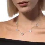 Collier femme petits coeurs brillants 2