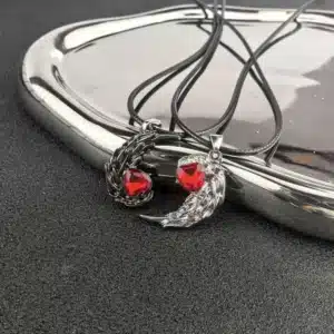 Collier couple ange démon cordon noir 1