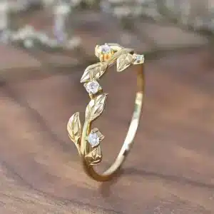 Bague de promesse feuilles d'or 1