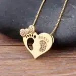 Collier femme coeur empreintes de bébé 1
