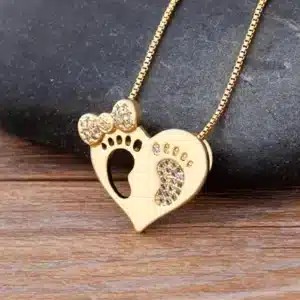 Collier femme coeur empreintes de bébé 1