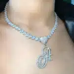 Collier femme personnalisé initiale strass petit coeur 1