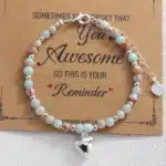 Bracelet femme ajustable perles breloque coeur 1