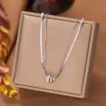 Collier femme chaine double anneaux 2