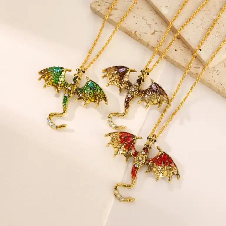 Collier couple punk dragon coloré 5