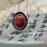Bague femme vintage cabochon ovale rouge 1