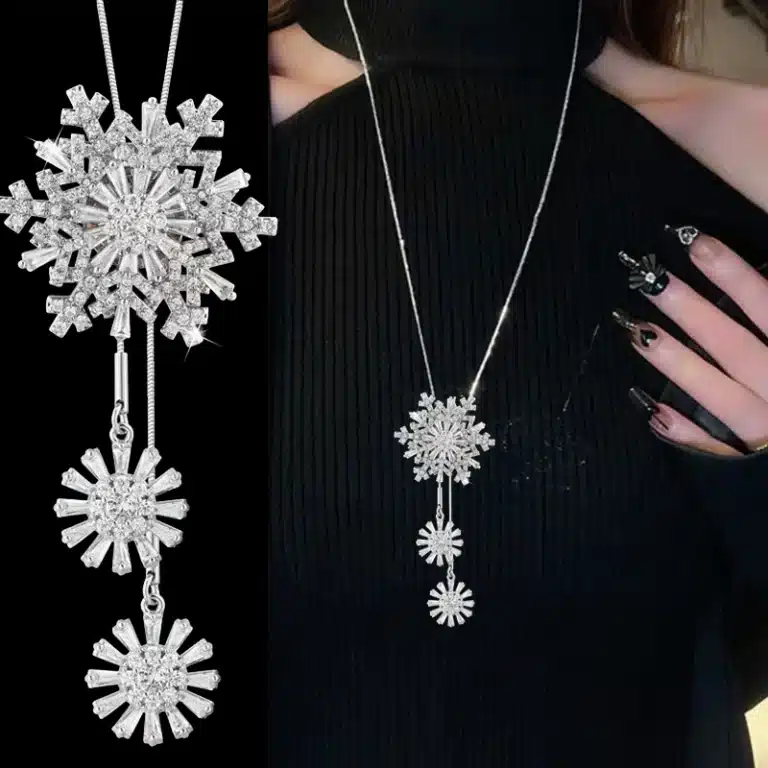 Collier long femme flocon de neige 1