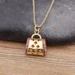Collier femme pendentif sac à main 1