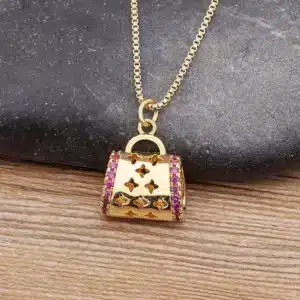 Collier femme pendentif sac à main 1
