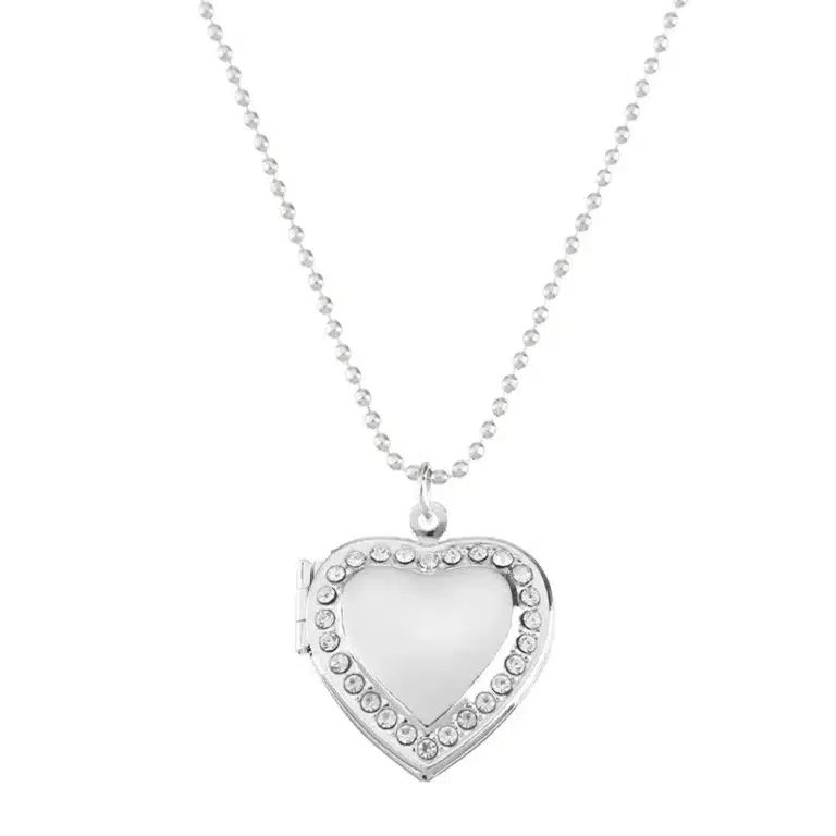 Collier femme coeur miroir strass 2