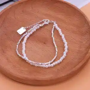 Bracelet perle naturelle femme double rang 1