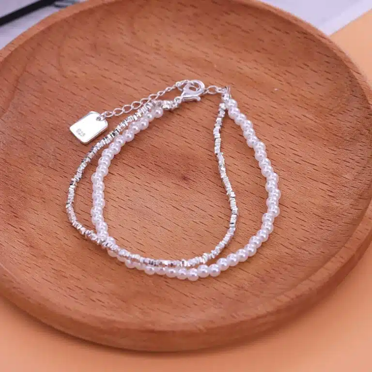 Bracelet perle naturelle femme double rang 1