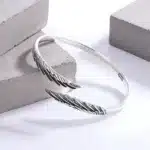 Bracelet femme jonc double plume 1