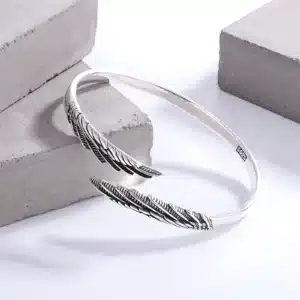 Bracelet femme jonc double plume 1
