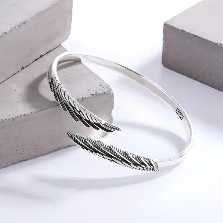 Bracelet femme jonc double plume 1