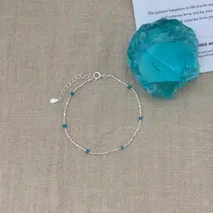 Bracelet femme minimaliste argent et bleu 1