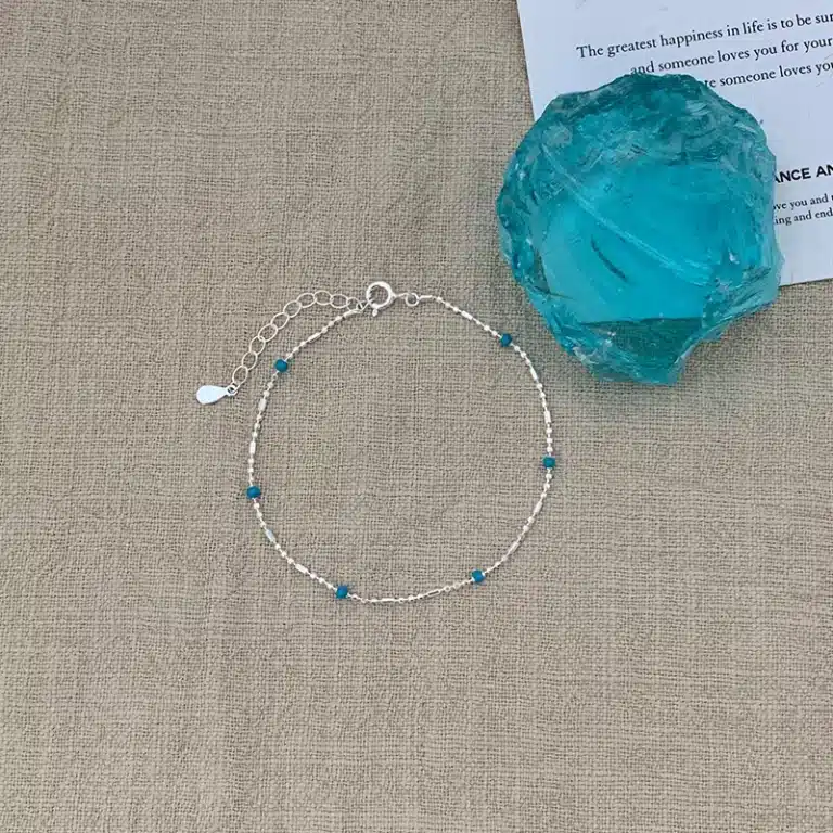 Bracelet femme minimaliste argent et bleu 1