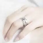 Bague de promesse femme plume argentée 4