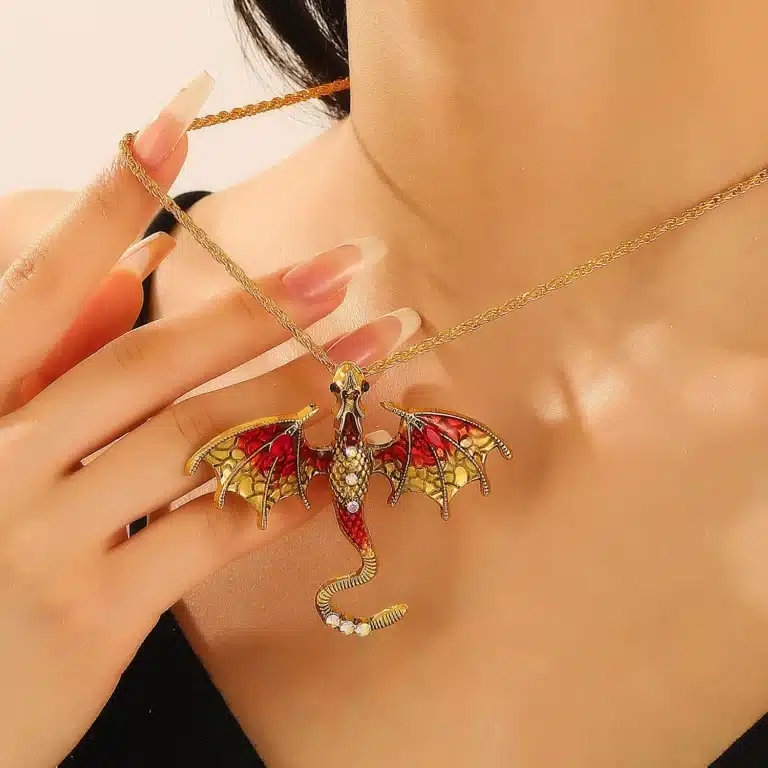 Collier couple punk dragon coloré 3