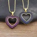Collier femme coeur pavé ouvert coloré 2